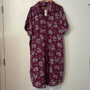 Lane Bryant floral long button down  side slit tunic dress size 22/24 NWT